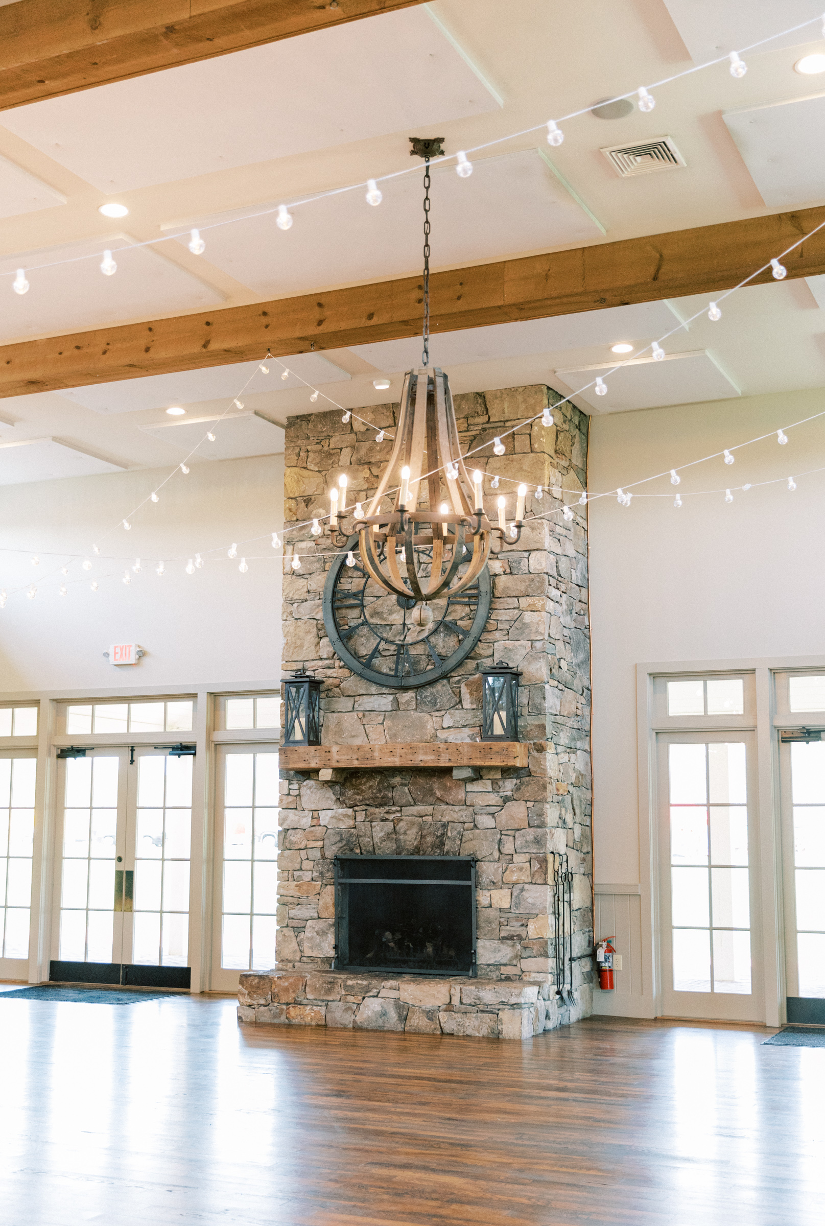 King Family Vineyard reception space has a fireplace feature taken by Rachel Jordan Photography